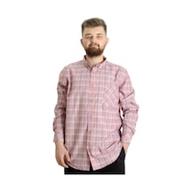 Mode Xl Büyük Beden Erkek Gömlek Ekose Uzun Kollu 23300 Koyu Bordo 001