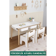 Yaz-sil 2 Çekmeceli Aktivite Masası Çocuk Masası 2 Sandalyeli -rulo Resim Kağıdı Setli Çok Renkli