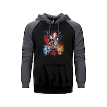 Stranger Things Home Gri Renk Reglan Kol Sweatshirt / Hoodie