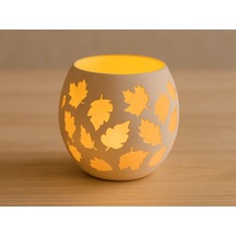 3d Baskı Yaprak Desenli Tealight Mumluk Sonbahar Yaprakları Kabartmalı Dekoratif Şamdan Masa Süsü Diğer