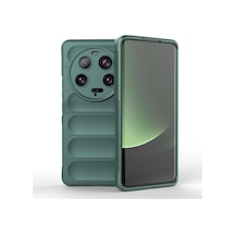 Noktaks - Mi 13 Ultra Uyumlu - Kılıf Esnek Tpu Oyuklu Arka Yüzey Tasarımlı Etnik Silikon Kapak - T32584 - Koyu Yeşil Koyu Yeşil