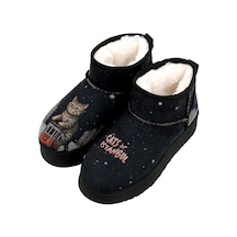 Kadın Vegan Deri Siyah Bilekte Bot - Paws On Taksim Tasarım Multicolor