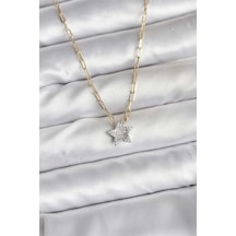 Pirinç Gold Renk Zincirli Zirkon Taşlı Minimal Yıldız Model Tdrtr