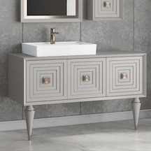 Denko Burcu 120 Cm Mdf Bej Banyo Dolabı Alt Modül Ve Lavabo Beyaz