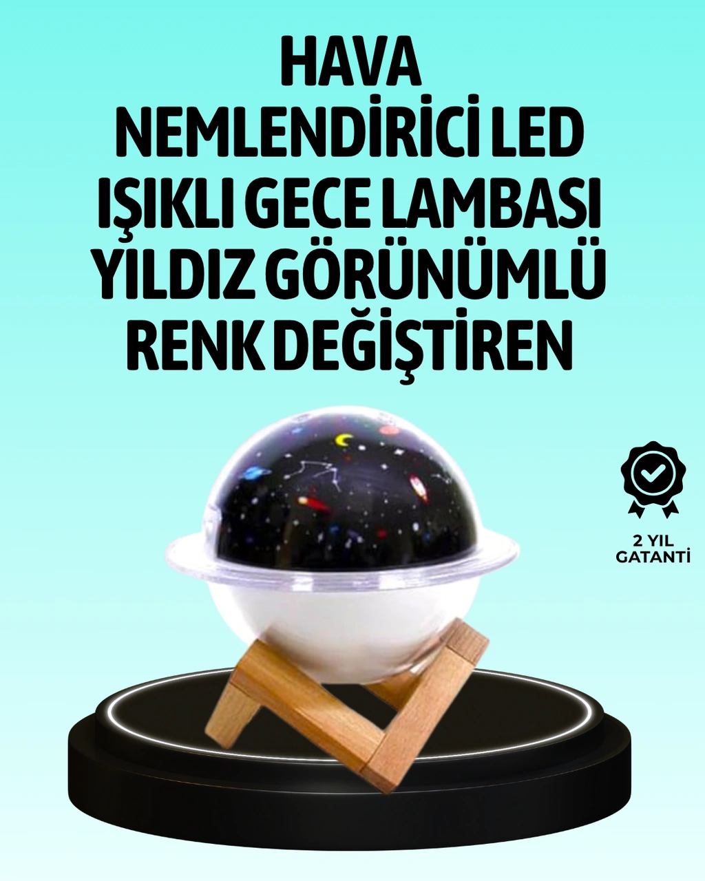 Usb İle Çalışan Projektörlü Aromaterapi Nemlendirici Masaüstü Kullanım İçin Uygun