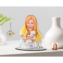 Kişiye Özel Kadın Mimar Karikatürlü 3D Ahşap Biblo Ve Isimli Gold