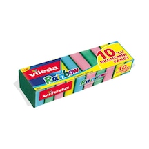 Vileda Rainbow Ekonomik Düz Bulaşık Süngeri 10 Adet Çok Renkli