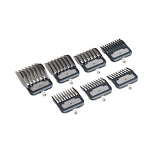 Master Serisi Premium Saç Kesme Makinesi Eklenti Tarak Seti, Kesme Korumaları Metal Klipsli Kesme Kılavuzları, Siyah, 7 Adet