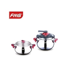 Fms Venüs İkiz 5 + 7 Litre Güveç Düdüklü Tencere Seti + Cam Kapak Kırmızı 3029 Kırmızı
