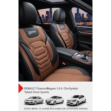 Titanyum Serisi Lüks Keten Oto Koltuk Kılıfı Renault Fluence-megan1-2-3-clio Uyumlu Taba
