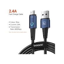 Toocki Usb Yıldırım Kablosu İphone Uyumlu 14 13 12 11 Pro Max 8 7 Artı Led Şarj Micro Blue 1m Diğer