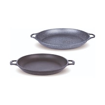 Fms G3021 Gri Granit Döküm Çift Kulplu Gözleme Tavası 36 Cm Çok Renkli