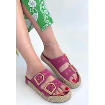 Loera Pemba Nubuk Çift Tokalı Terlik Pembe