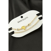 2 Adet Kalp Trend Zincir Bileklik - Sarı N162 57002257
