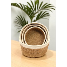 Digithome 4 Lü Naturel Yuvarlak Organizer Sepet - Pnl-ph35 S/4 Kahverengi