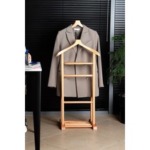 Iki Tepeli Dilsiz Uşak Açık Kahverengi Masif Ahşap Palto Ceket Cüppe Ofis Yatak Odası El Yapımı