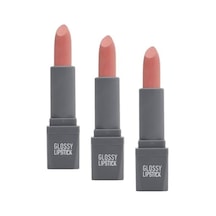 Uzun Süre Kalıcı Yoğun Renk Veren Nemlendirici Parlak Ruj - Glossy Lipstick 301 Bright Pink 3 Paketi Abanoz