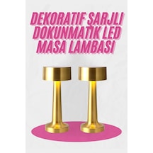 Altın Rengi Masa Ve Gece Lambası Dokunmatik Şarjlı Masa Lambası Çok Renkli