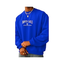Benroma 3 İplik Penye Monte Carlo Baskılı Unisex Sweatshırt Saks Mavisi