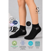 Socketta 5'li Karışık Renkli Çocuk Pamuk P Desen Patik Çorap - Premium P Desen Siyah-beyaz-laci-gri-antrasit