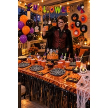 Halloween Cadılar Bayramı 113 Parça Lüks Parti Davet Seti Balon Tabak Bardak Masa Örtüsü Banner Diğer