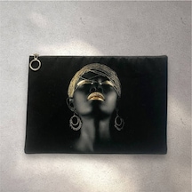 Herşey Nota Afrikalı Kadın Clutch Portföy Çanta Çok Renkli