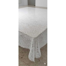 Gri Şeffaf Pvc Masa Örtüsü Hasır Desenli Masa Örtüsü Lüx Model Beyaz
