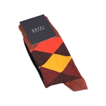 Kiremit Desenli Pamuklu Çorap 17142024a008 019 Antrasit - Lacivert - Siyah