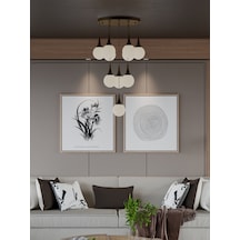 Galaxy Modern 10'lu Sarkıt Eskitme Metal Avize - Beyaz Renk Cam