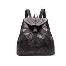 Kadın Sırt Çantası Kız Öğrenci Okul Çantası Holografik Lazer Geometri Seyahat Çantası Tasarımcı Kadın Sırt Çantası Black Siyah