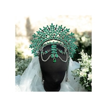 Alınlıklı Büyük Gelin,kına,nişan,söz,after,bride,party Taç Yeşil - 694985918 Yeşil