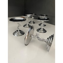6'lı Gümüş Atlı Lokumluk, Çay Ve Kahve Yanı Sunumluk, Metal Şekerlik, Makaronluk Gümüş