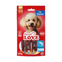Snack - 77 - Love Köpek Ödülü Dental Ve Eğitim Burgulu Çubuk Üzerine Sarılı Somon Balığı 10 Cm - Glblseme - 70 Gr