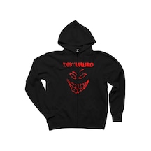Disturbed Logo Essential Siyah Fermuarlı Kapşonlu Siyah