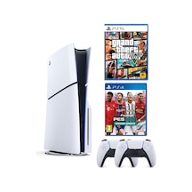 Sony Playstation 5 Slim CD Edition + 2 DualSense PS5 Kol + Pes 2021 + GTA 5 (İthalatçı Garantili)