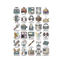 30 Adet Retro Parapsikoloji Cihazları Sticker Seti - Laptop, Defter, Ajanda İçin Çok Renkli