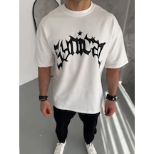 Wear Vexel Erkek Tişört Bisiklet Yaka Baskılı Kısa Kol T-shirt - Beyaz Çok Renkli