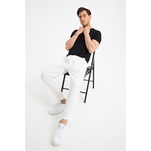 Eseclass Pilili Baggy Jogger Erkek Pantolon Beyaz Beyaz