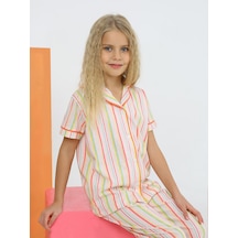 Kız Çocuk Kısa Kollu %100 Pamuklu Düğmeli Pijama Takımı Alice Somon SOMON