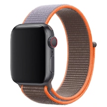 iOS Uyumlu Watch 42-44Mm Bilekli Kumaş Kayış Kordon Gri-Turuncu Fabric