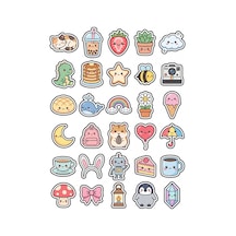 30 Adet Pastel Sevimli Objeler Sticker Seti - Laptop Defter Telefon Ajanda Çok Renkli