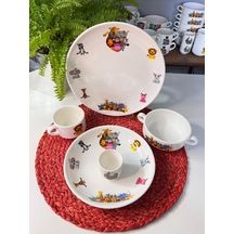 5 Parça Safari Hayvanlar Model Çocuk Bebek Yemek Takımı Beslenme Çok Renkli