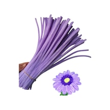 50 Adet Açık Mor Şönil, Çiçek Yapımına Uygun Tüylü Tel, 30 Cm 6mm