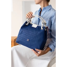 Just Polo Jp Polo Kadın Orijinal Büyük Boy Lüks El & Omuz Çantası Ebat : 26 X 30 Cm Beyaz - Lacivert - Kırmızı
