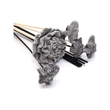 Siyah Karışık Çiçek Taşlı 10&apos Lu Doğal Bambu Kamış Seti Abundance Prosperity