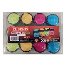 Rubenis Kalemtıraş Kapaklı Çift Açacaklı 4 Renk Öğrenci Kalemtraş 12 Li Paket