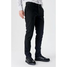 Siyah Armürlü %100 Pamuk Yan Cepli Slim Fit Dar Kesim Casual Pantolon 1003235117-siyah