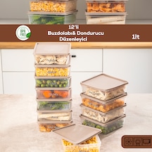 Porsima 5308 12 Li 1 Lt Buzdolabı Ve Difriz Düzenleyici Saklama Kabı Seti - Bpa İçermez Kapicino Cappuccino