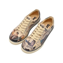 Kadın Vegan Deri Bej Sneakers - Warner Bros Gryffindor Gang Harry Potter Tasarım Çok Renkli