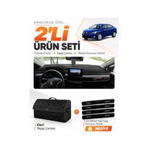 E-biz Renault Talıant Ekranlı 2021-2026 Uyumlu Torpido Örtüsü + Deri Bagaj Çantası - Siyah - Da001